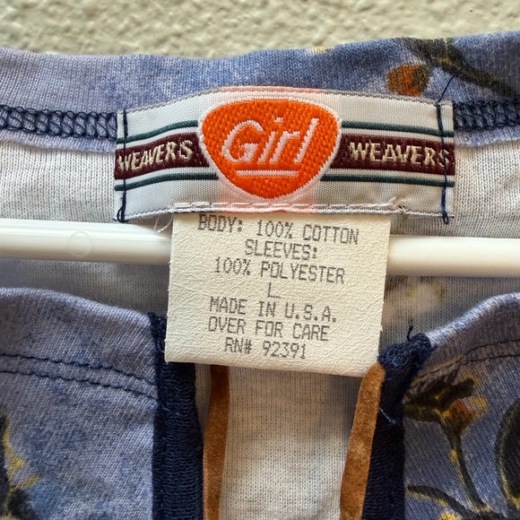 Weavers Blue and Orange Floral Tie-Front Long Sleeve Top - Picture 2 of 3